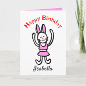 Pink Rabbit Happy Birthday Gepersonaliseerde Kaart (Voorkant)