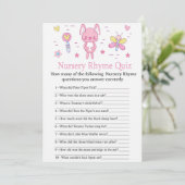 Pink Rabbit Nursery Rhyme Quiz baby shower game Kaart (Staand voorkant)
