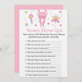 Pink Rabbit Nursery Rhyme Quiz baby shower game Kaart (Voorkant / Achterkant)