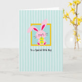 Pink Rabbit Surprise Friend Card Kaart (Gele Bloem)