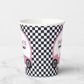 Pink Race Car Girl Racing Birthday Papieren Bekers (Links)