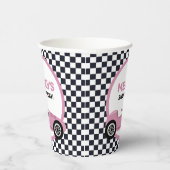 Pink Race Car Girl Racing Birthday Papieren Bekers (Rechts)