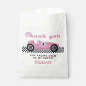 Pink Race Car Racing Birthday Party Bedankzakje (Voorkant)