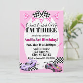 Pink Racecar, Can't Catch Me 3rd Birthday Kaart (Staand voorkant)