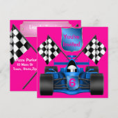 PINK Racing Invitation Kaart (Voorkant / Achterkant)