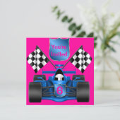 PINK Racing Invitation Kaart (Staand voorkant)