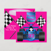 PINK Racing Invitation Kaart (Voorkant / Achterkant)
