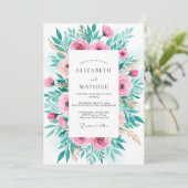 Pink Radiant Spring Wedding Kaart (Staand voorkant)