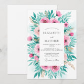 Pink Radiant Spring Wedding Kaart (Voorkant / Achterkant)