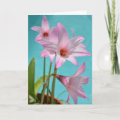 Pink Rain Lelies Fotografische Botanische Pasen Kaart (Voorkant)
