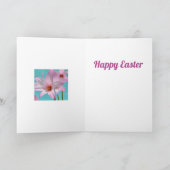 Pink Rain Lelies Fotografische Botanische Pasen Kaart (Binnen)