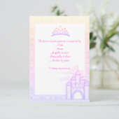 PINK rainbow CASTLE PRINCESS BIRTHDAY PARTY RSVP (Staand voorkant)