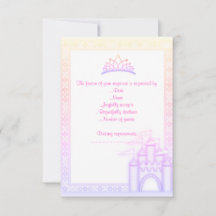 PINK rainbow CASTLE PRINCESS BIRTHDAY PARTY RSVP