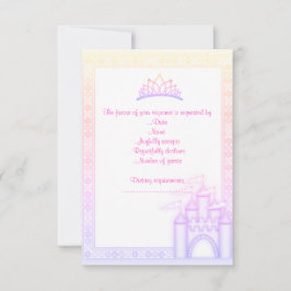 PINK rainbow CASTLE PRINCESS BIRTHDAY PARTY RSVP Kaartje