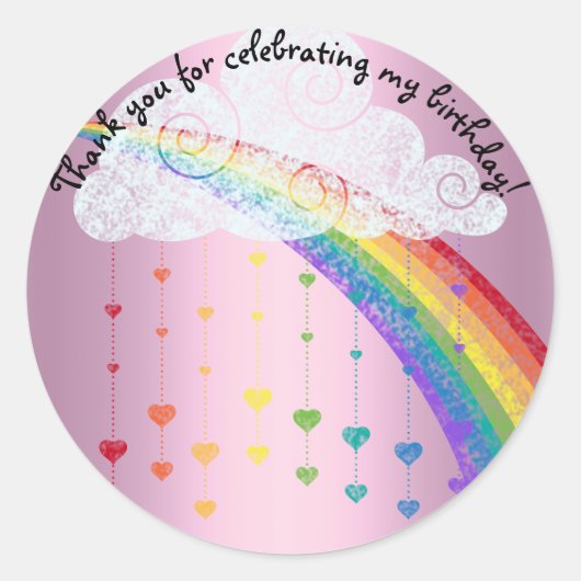 PINK RAINBOW CLOUDS DANK U KINDEREN STICKER (Voorkant)