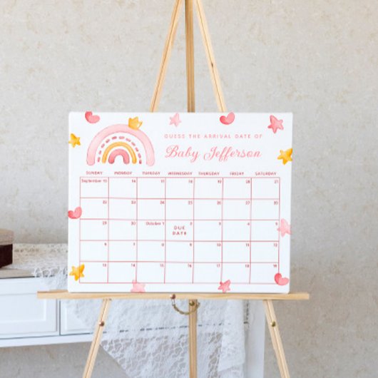 Pink Rainbow Guess uitgerekende datum Kalender Pos Poster