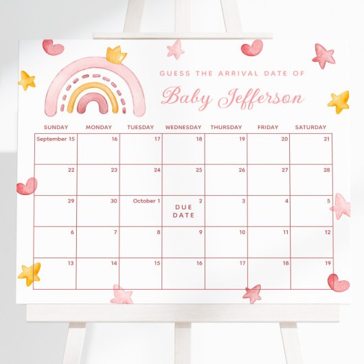 Pink Rainbow Guess uitgerekende datum Kalender Pos Poster