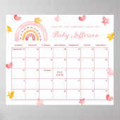 Pink Rainbow Guess uitgerekende datum Kalender Pos Poster (Voorkant)