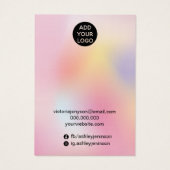 pink rainbow holographic necklace earrings display visitekaartje (Achterkant)