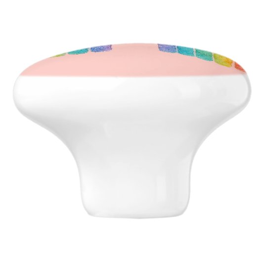 Pink Rainbow Knob. Keramische Knop (Zijkant)