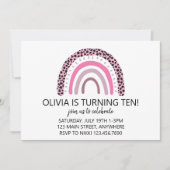 Pink Rainbow meisje verjaardagsfeestje Kaart (Voorkant)