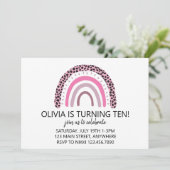 Pink Rainbow meisje verjaardagsfeestje Kaart (Staand voorkant)