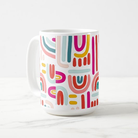 Pink Rainbow Mug – Cute Soft Pastel Coffee Cup Koffiemok (Voorkant links)