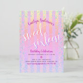 Pink Rainbow Ombre Sweet Sixteen Birthday Script Kaart (Staand voorkant)