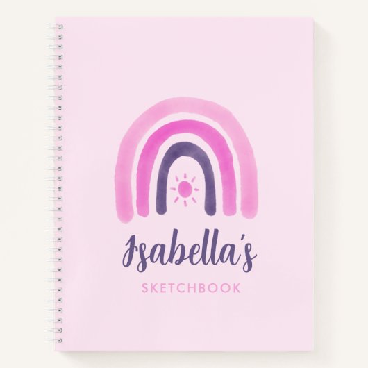 Pink Rainbow Sketchbook Girl Notitieboek (Voorkant)