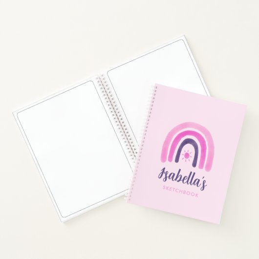 Pink Rainbow Sketchbook Girl Notitieboek (Binnen)