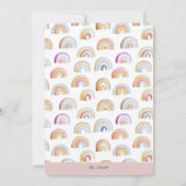 Pink Rainbow Stars Baby shower Kaart (Achterkant)