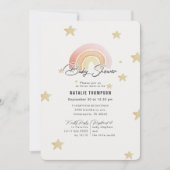 Pink Rainbow Stars Baby shower Kaart (Voorkant)