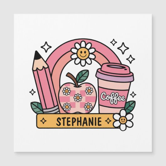Pink Rainbow Teacher Essentials – gepersonaliseerd (Voorkant)
