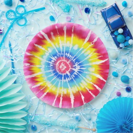 Pink Rainbow Tie Dye Spiral Party Bord (Feest)