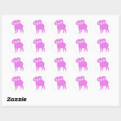 Pink Ram Silhouette Ronde Sticker (Vel)