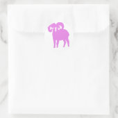 Pink Ram Silhouette Ronde Sticker (Tas)
