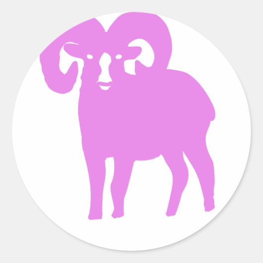 Pink Ram Silhouette Ronde Sticker (Voorkant)