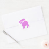 Pink Ram Silhouette Ronde Sticker (Envelop)