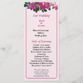 Pink Rambler Roos Wedding Programme Programmakaart (Voorkant)