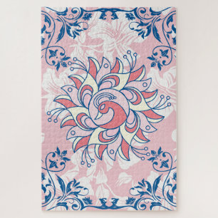Pink Rangoli Floral Artwork Legpuzzel