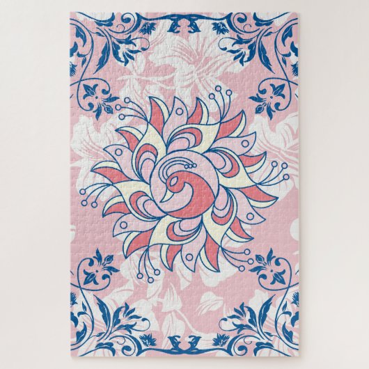 Pink Rangoli Floral Artwork Legpuzzel (Verticaal)