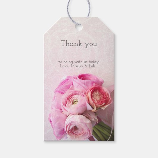 Pink ranunculus bouquet cadeaulabel (Voorkant)