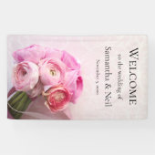 Pink ranunculus bouquet spandoek (Horizontaal)