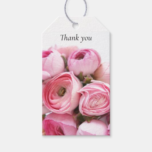 Pink ranunculus cadeaulabel (Voorkant)