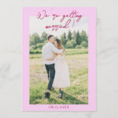 Pink Raspberry Drawn Floral Garden Photo Wedding   Kaart (Achterkant)