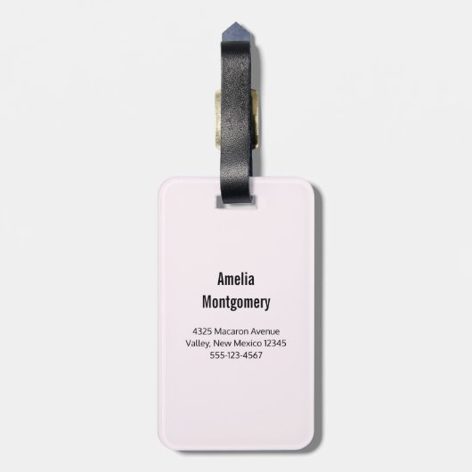 Pink Raspberry Macarons French Pastry Foto Bagagelabel (Achterkant verticaal)