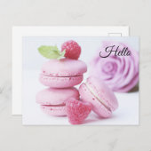 Pink Raspberry Macarons French Pastry Foto Briefkaart (Voorkant / Achterkant)
