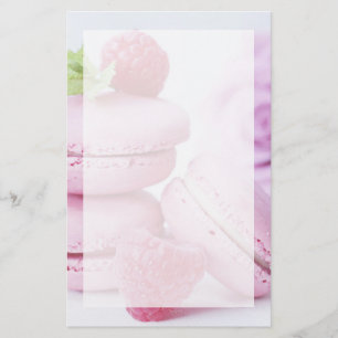 Pink Raspberry Macarons French Pastry Foto Briefpapier