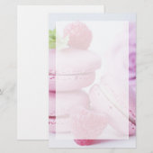 Pink Raspberry Macarons French Pastry Foto Briefpapier (Voorkant / Achterkant)