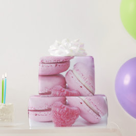 Pink Raspberry Macarons French Pastry Foto Cadeaupapier